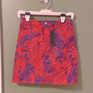 THE KIT - Orange/Purple Patterned Jean Skirt (sustainably made!)